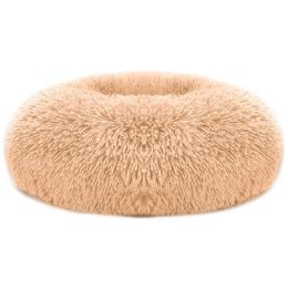 Pet Dog Bed Soft Warm Fleece Puppy Cat Bed Dog Cozy Nest Sofa Bed Cushion L Size (Color: Brown, size: L)
